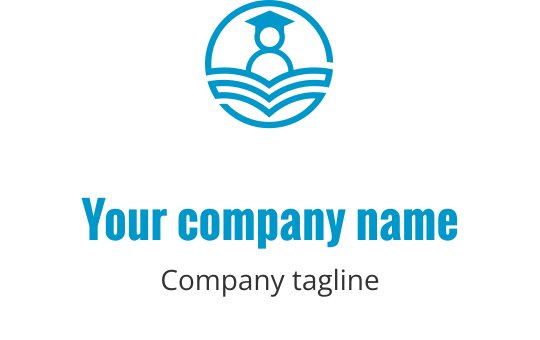 Modern logotypdesign med en examenssilhuett ovanför en öppen bok
