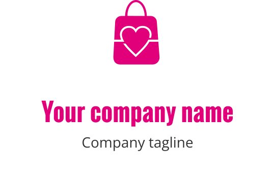 Tydlig röd shoppingväska logo design med en elegant handtag
