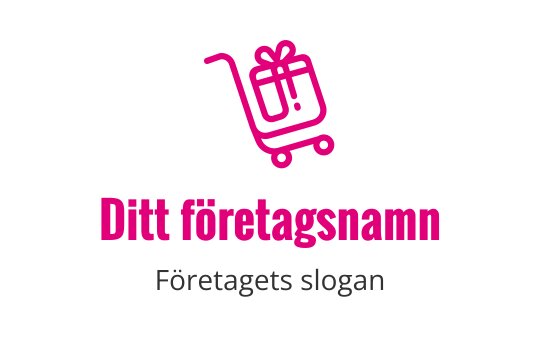 Lekfullt kundvagnslogo med en presentlåda i rosa