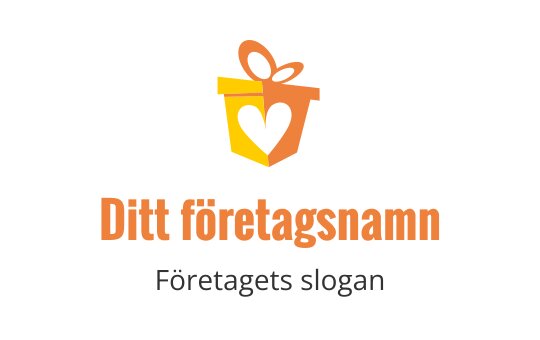 Färgglad presentlåda logo design med hjärta och banddetalj