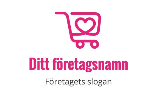 Lekfullt kundvagnslogo med ett hjärtsymbol i rosa