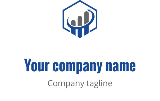 Modern logotypdesign med en turkos och grå stapeldiagram med uppåtgående trend