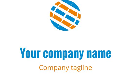 Modern blå och orange logotypdesign med en stiliserad jordglob
