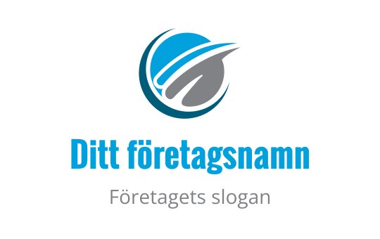 Modernt cirkulärt logotypdesign med blå och grå element samt dynamiska linjer