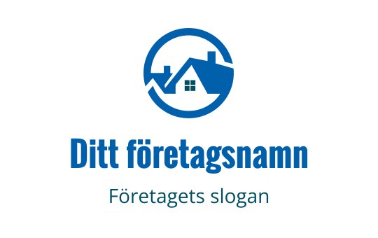 Modernt blått logotypdesign med ett hus inom en cirkulär kontur