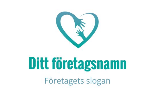 Hjärta-formad logotypdesign med två händer i teal nyanser