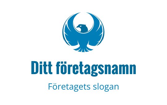 Stiliserad blå örnlogo med svepande vingar och djärv typografi