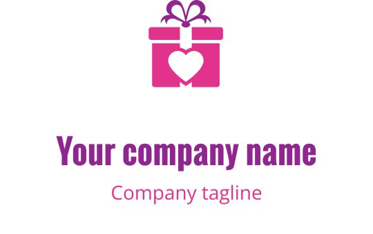 Charmig rosa och lila logotypdesign med en stiliserad presentask
