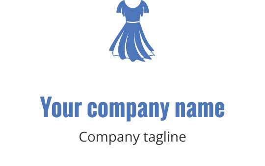 Stilren blå klänning logo design med flödande tygdetaljer