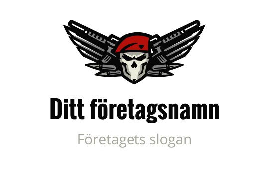 Tuff skalle logo design med röd basker och vingade detaljer