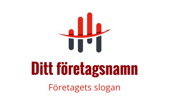Modern logotypdesign med röda och grå staplar samt en böjd linje