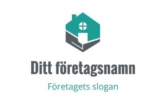 Modern huslogo med teal och grå element