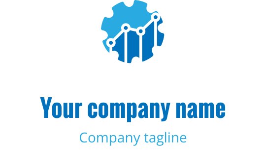 Modern växel logo design med blå linjediagramselement