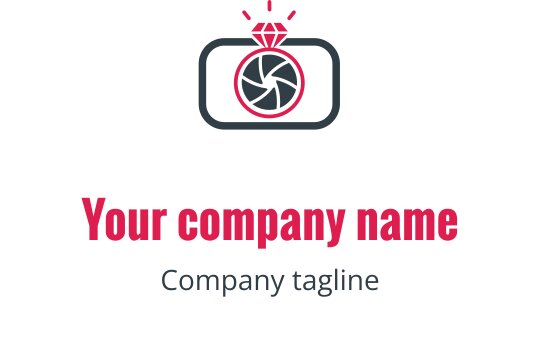 Kreativ logotypdesign med en kameralinse och en diamant ovanför