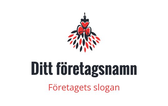 Chic ljuskrona logo design med röda accenter och en rosettdetalj