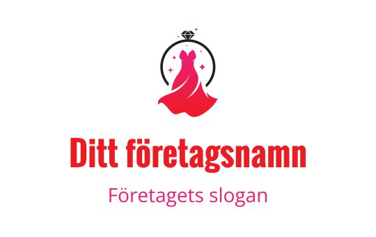 Elegant logotypdesign med en silhuett av en röd klänning och gnistrande detaljer