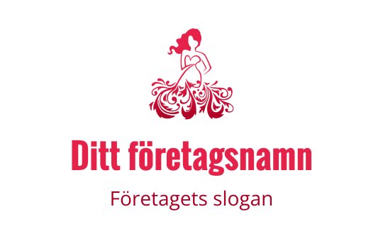 Elegant logo design med en kvinna med flödande hår och dekorativa svängar