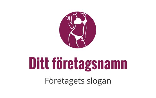 Stilren logotypdesign med en silhuett på en cirkulär mörkröd bakgrund
