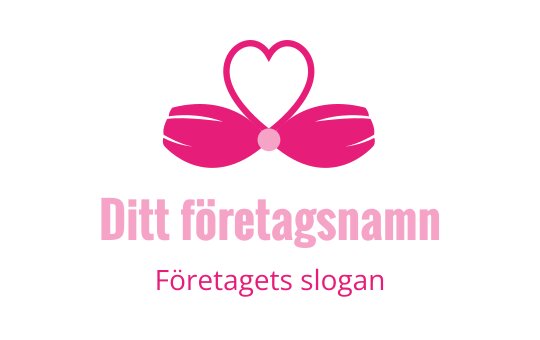 Lekfullt rosa logotypdesign med hjärt- och rosettinslag