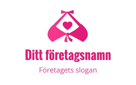 Lekfullt rosa logotypdesign med ett hjärta och fluga