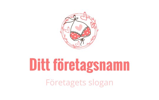 Lekfullt logotypdesign med jordgubbar och hjärtan i en cirkulär ram