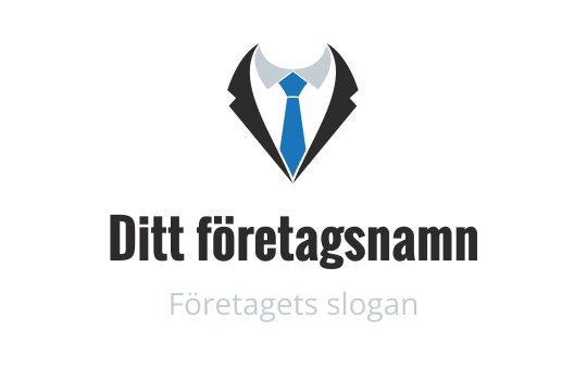 Professionell logotypdesign med kostym och slips i svart och blått