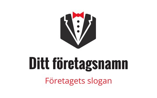 Elegant logotypdesign med en röd fluga och svart kostym