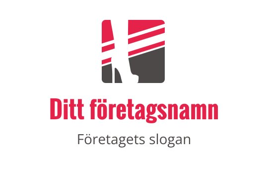 Stilren logotypdesign med en högklackad silhuett och djärva röda accenter
