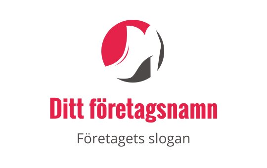 Stilren logotypdesign med en röd och grå abstrakt silhuett