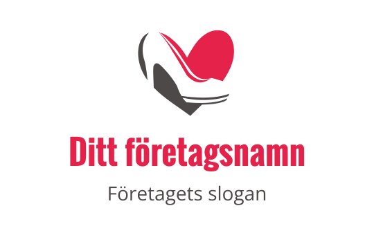 Stilren hjärtlogo med en högklackad silhuett i röd och svart
