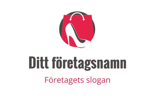Stilren logotypdesign med en högklackad sko och shoppingväska i rosa och svart