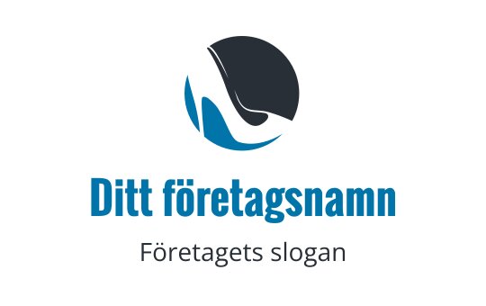 Modern logotypdesign med en stiliserad våg i blått och grått