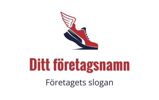 Dynamisk logotypdesign med en röd sneaker med vingeinslag
