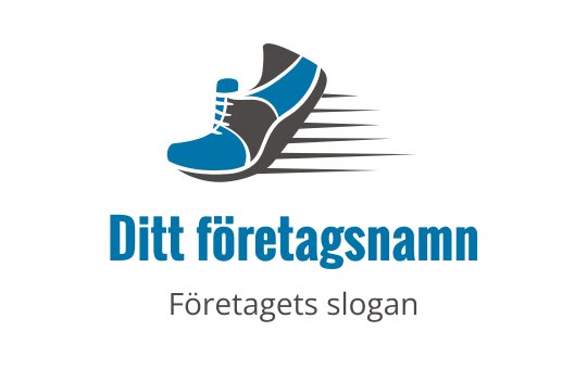 Dynamisk löparsko logo design i blått och grått med rörelselinjer