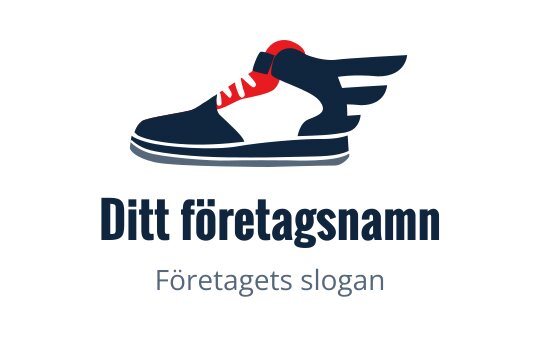 Dynamisk sneakerslogo med röda accenter och vingdetalj
