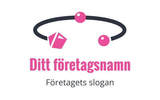Kreativ logotypdesign med en rosa geometrisk form och cirkulära element