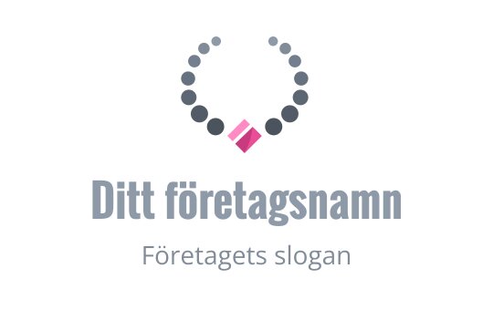 Elegant logotypdesign med en cirkulär arrangemang av grå prickar och en rosa diamantform