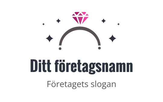 Elegant logo design med en rosa diamant ovanför en böjd linje med stjärnor