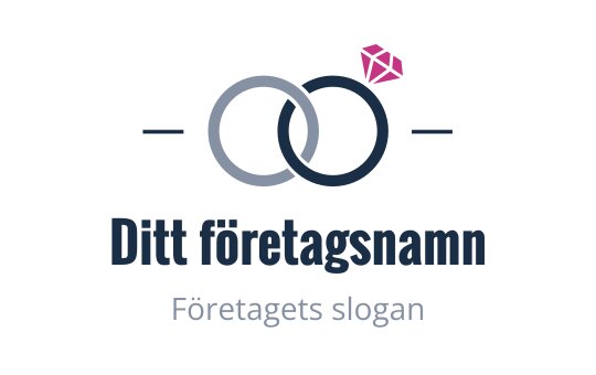 Elegant logotypdesign med sammanflätade ringar och en rosa diamant