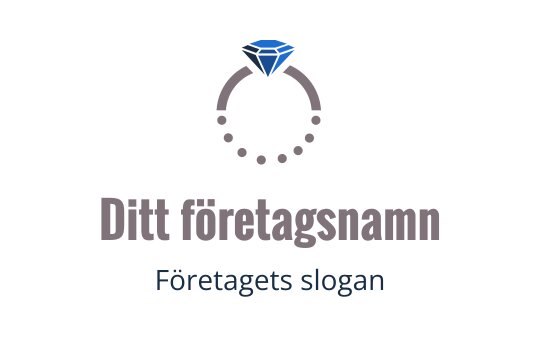 Elegant logo med en blå diamant ovanför en cirkulär prickad linje