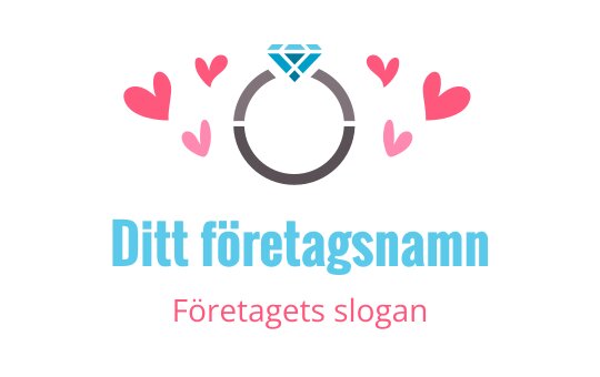 Lekfullt logotypdesign med en ring, diamant och hjärtan