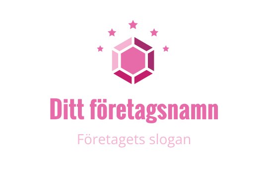 Modern rosa geometrisk logotypdesign med stjärnor och hexagonal form