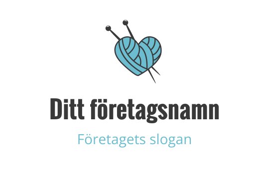 Kreativ hjärtformad logotypdesign med garn och stickor