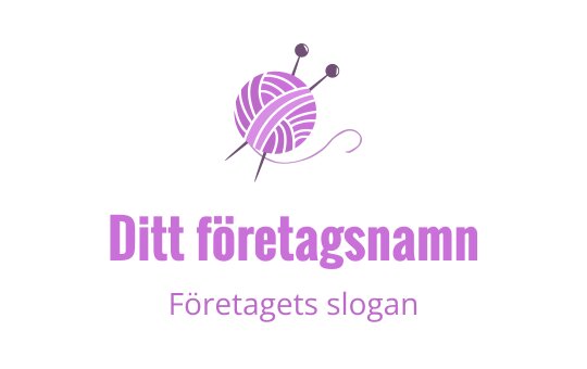 Lekfullt garnboll logo design med stickor i lila nyanser