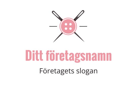 Kreativ logotypdesign med en rosa knapp och korsade synålar