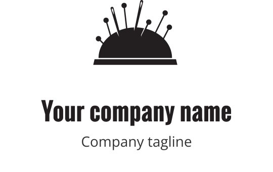 Modern logotypdesign med en kupol, nålar och fet text