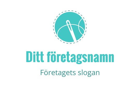 Modern teal logotyp med en nål och cirkulära sömmar