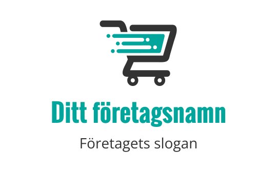 Dynamisk kundvagnslogo med rörelselinjer i teal och grått