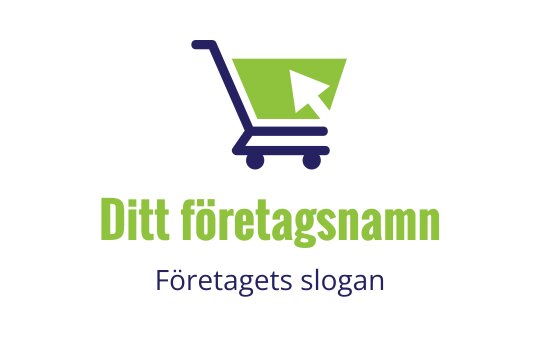 Modern kundvagnslogo med grön accent och pekare