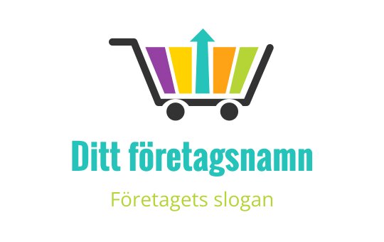 Färgglad logotypdesign av en kundvagn med uppåtriktad pil och livliga staplar